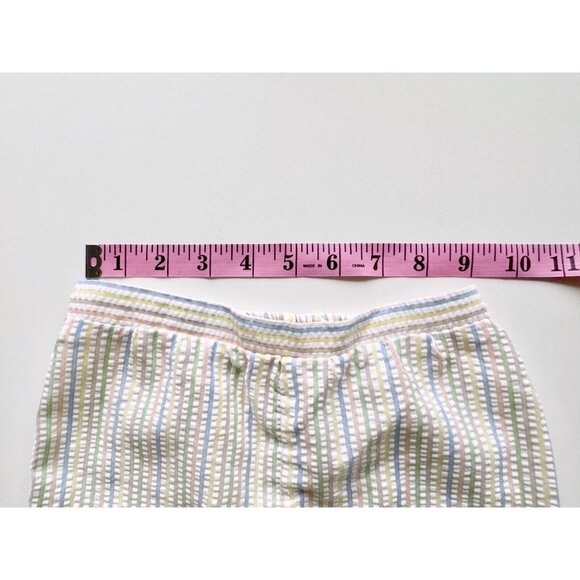 Vintage Girls' Pastel Striped Cotton Seersucker Scalloped Shorts, Size S (6-7) - Picture 8 of 10